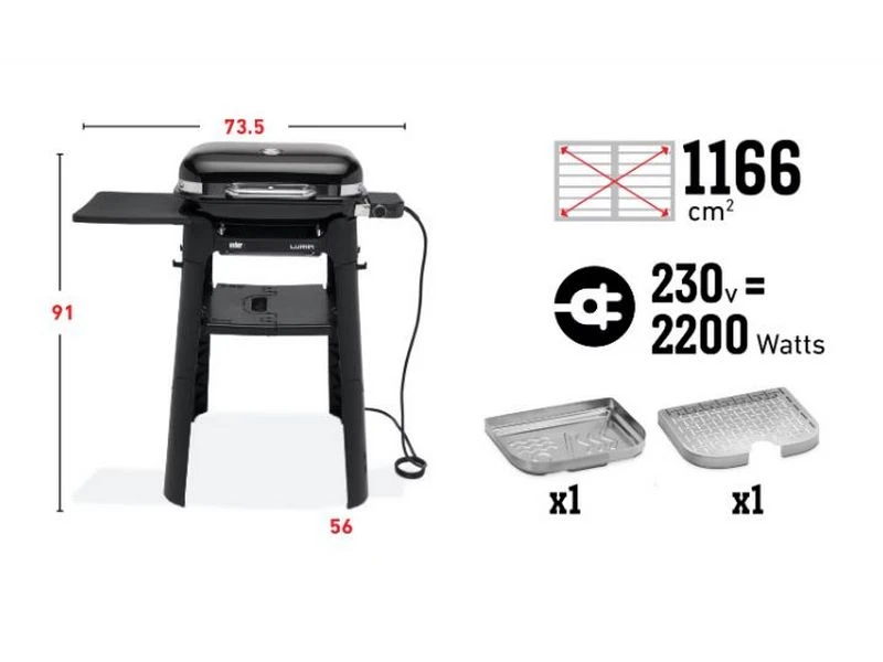 Weber Elektrische Barbecue Lumin Compact Black Met Stand - Afbeelding 6