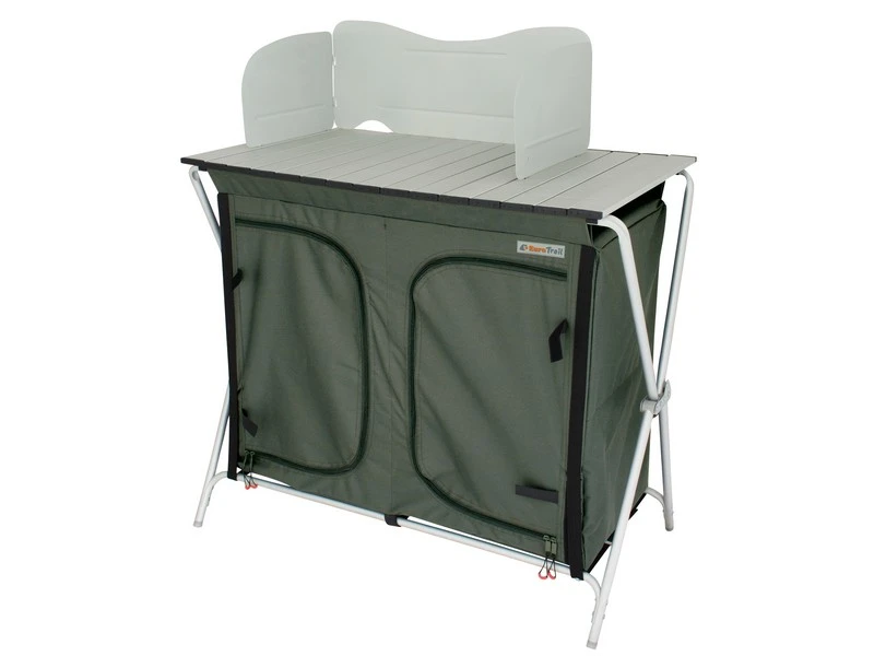 Eurotrail Kookeiland Mayet Vouwbaar + Windscherm Grijs-Zwart - Afbeelding 2